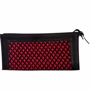 VICTORIA'S SECRET Red & Black Gift Clutch Purse Zipper & Snap Closure